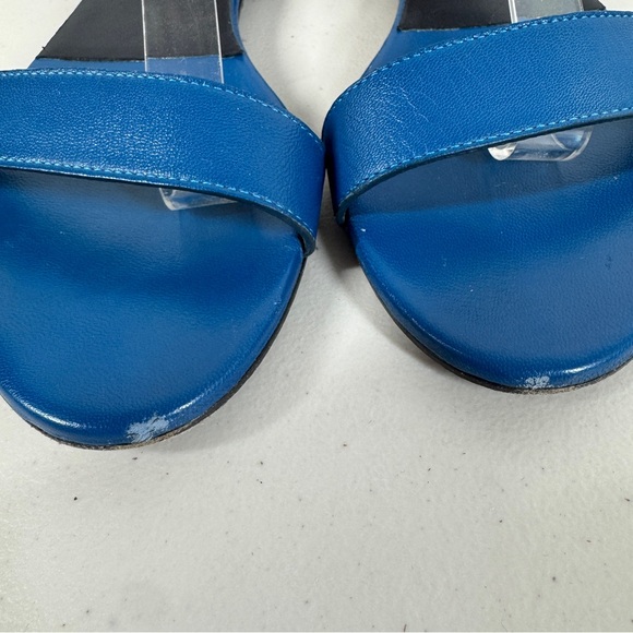 Chloé Gala Two Tone Blue Leather Ankle Strap Sandals Size 37.5 Classic Summer - Picture 4 of 16